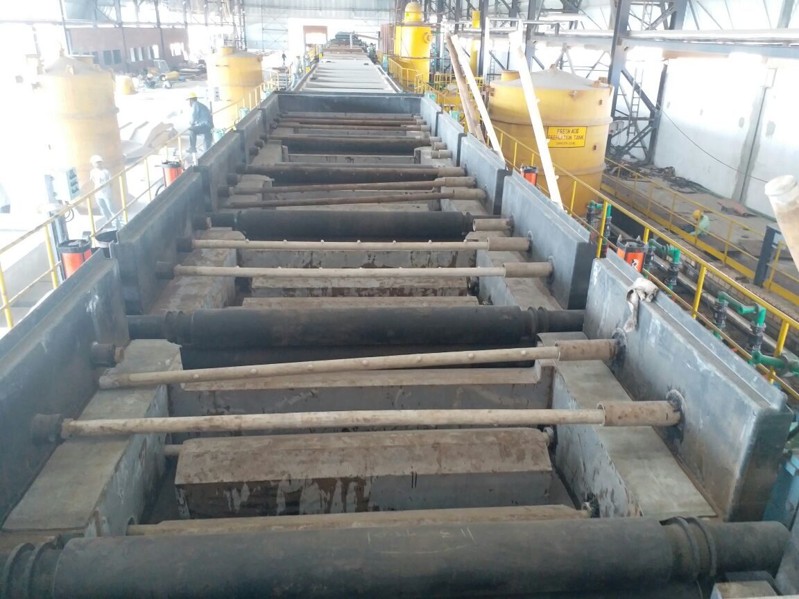 Granite pickling tank line installed in a steel plant