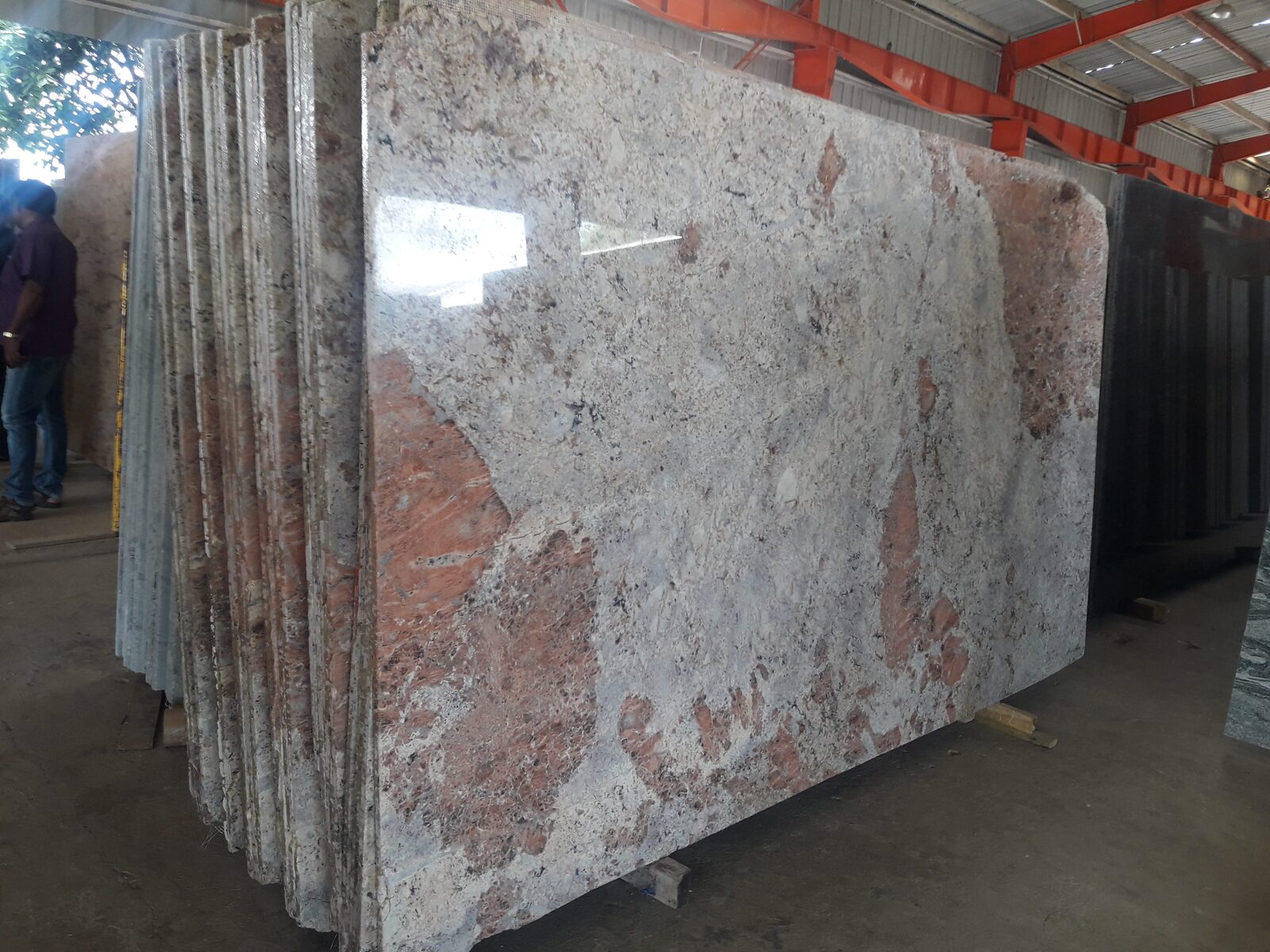 Polished granite slab