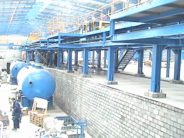 Acid proof granite tile lining under installation